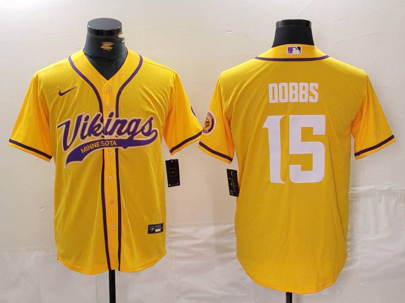 Men Minnesota Vikings #15 Dobbs Yellow Joint Name 2024 Nike Limited NFL Jersey style 1->minnesota vikings->NFL Jersey